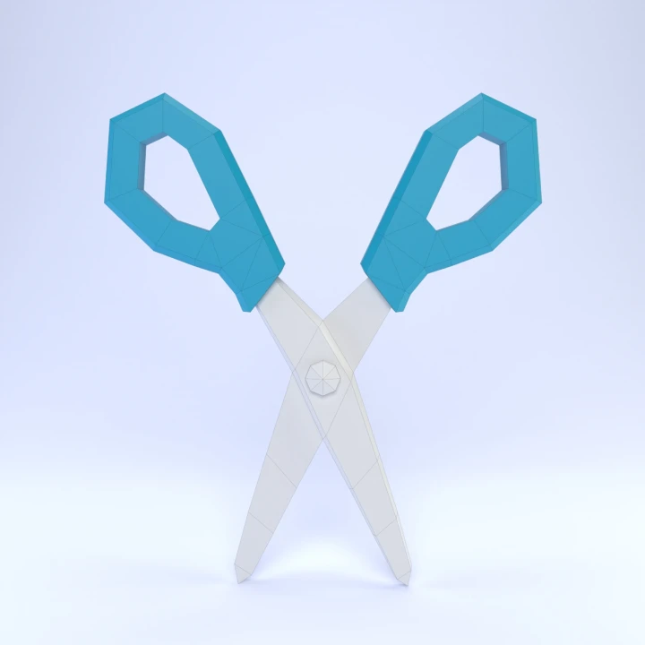 Low Poly Giant Scissors Papercraft Template | DIY 3D Oversized Craft Tool Sculpture | Studio & Craft Room Decor