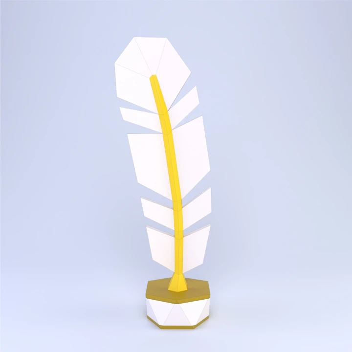 Low Poly Decorative Feather Papercraft Template | DIY 3D Geometric Feather Sculpture on Stand | Modern Home Decor