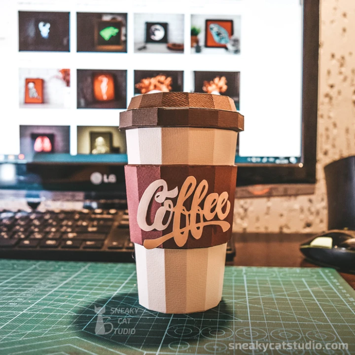 Coffee cup - 3D Papercraft template Digital Coffee cup - 3D Papercraft template Digital