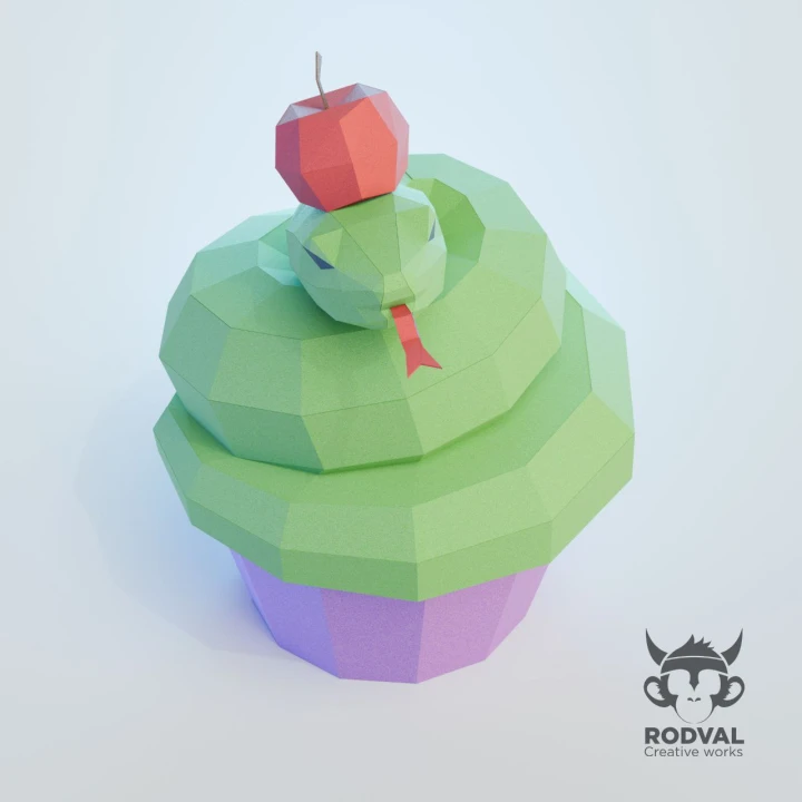 CUPSNAKE, Papercraft, Template, DIY, Paper, Low Poly, Cute, Kawaii, 3D Model, Pdf Low Poply, Kids Toy