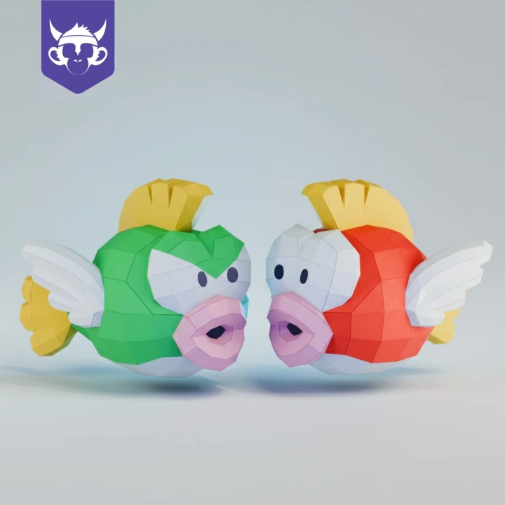 CHEEP CHEEP FISH AND DEEP CHEEP FISH, Papercraft, Template, DIY, Paper, Low Poly, Cute, Kawaii, 3D Model, Pdf Low Poply, Kids Toy