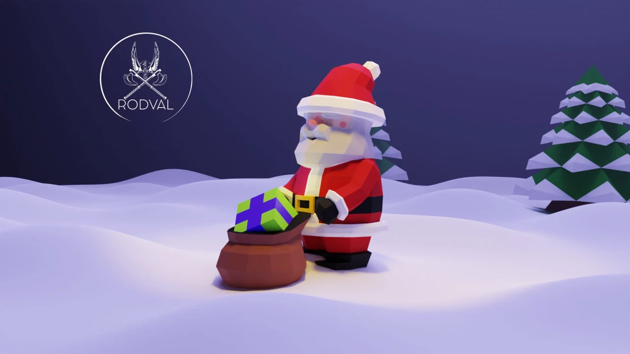 SANTA CLAUS AND THE GIFT PACKAGE, Papercraft, Template, DIY, Paper, Low Poly, Holiday, 3D Model, Pdf Low Poply, december, merry, Xmas, Kids Toy