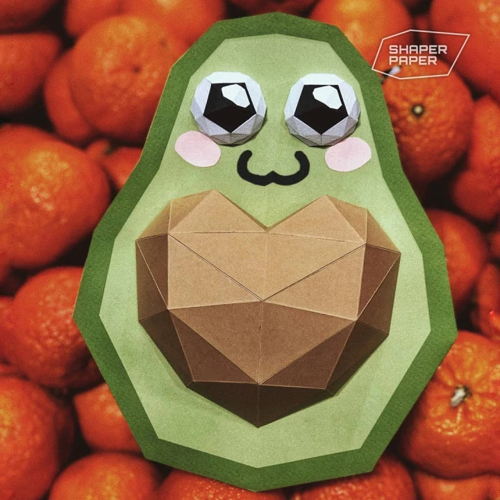 Papercraft 3D Avocado Template