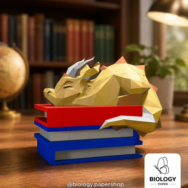 Dragon in Book Low Poly Papercraft Template Pepakura PDF DIY Handmade