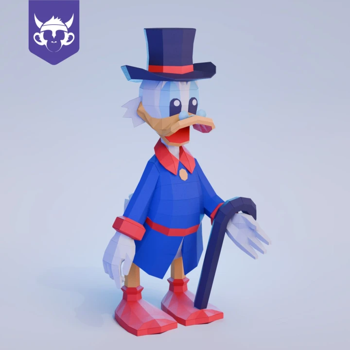 SCROOGE MCDUCK, Papercraft, Template, DIY, Paper, Low Poly, Cute, Kawaii, 3D Model, Pdf Low Poply, Kids Toy