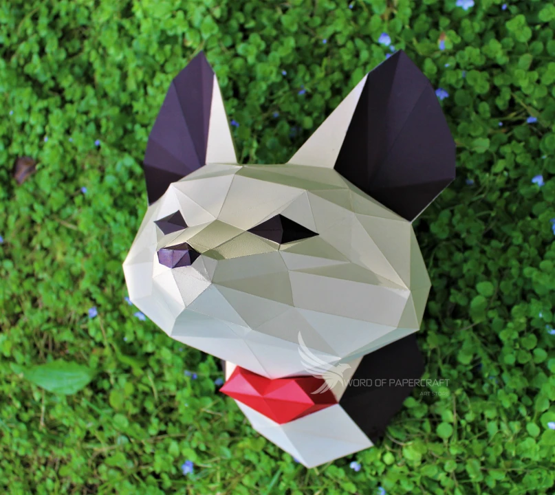 Fennec Fox head, PDF Template, Low Poly Animal, Paper Sculpture, DIY, Pepakura Pattern, Handmade, Decoration