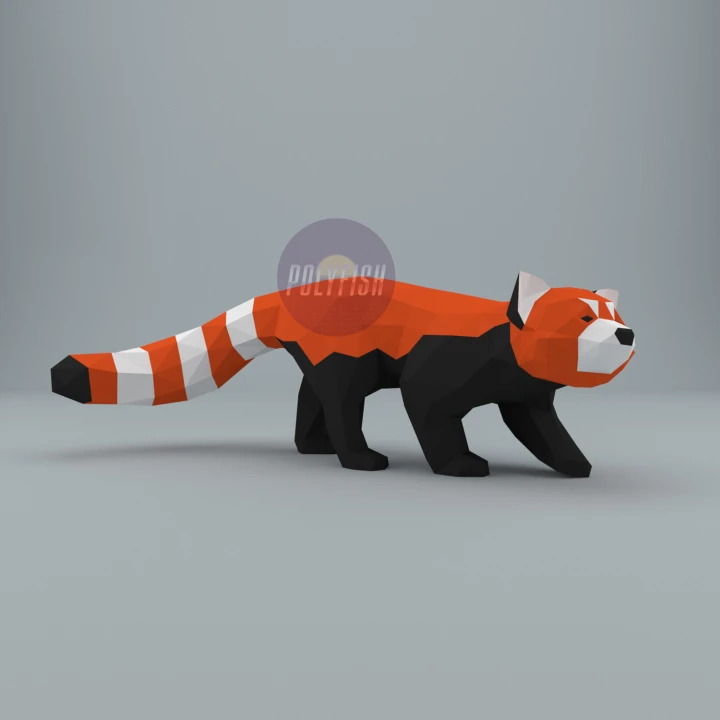 Red Panda PDF Template, Low Poly, Paper Sculpture, DIY, Pepakura Pattern, Handmade, Papercraft, Lowpoly, Lowpoly Papercraft