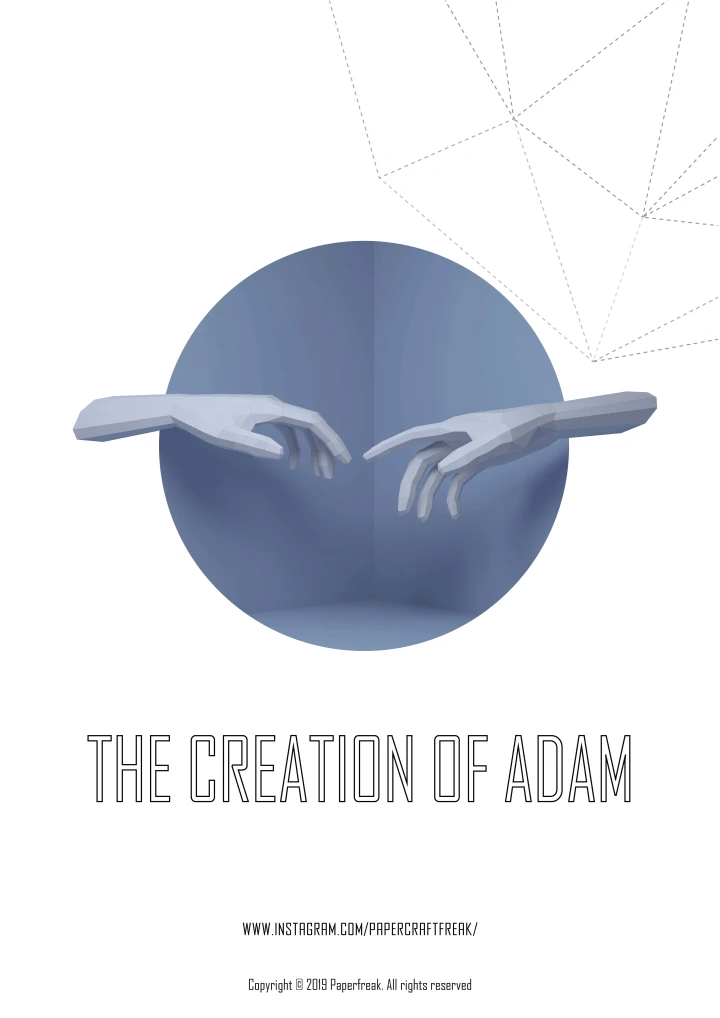 Papercraft 3D The Adam Hand And Hand Of God Low Poly Paper Sculpture Pepakura DIY Model Printable Digital Download