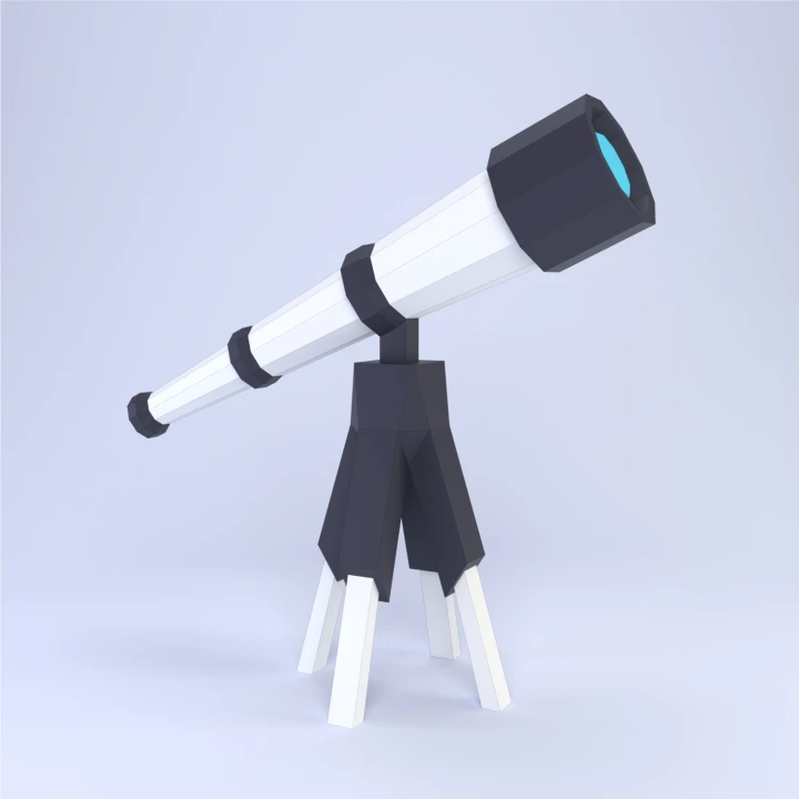 Low Poly Telescope Papercraft Template | DIY 3D Geometric Astronomical Model | Science Decor