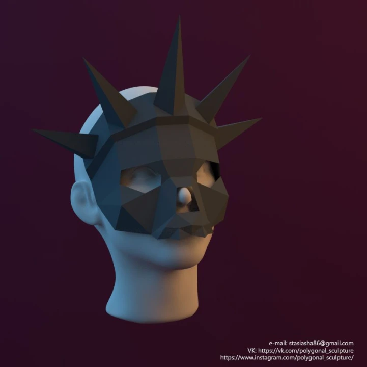 Skull with spikes Mask Papercraft Template - Low Poly, Pepakura PDF, DIY Handmade, Home Decoration, Creative Gifts Skull with spikes Mask Papercraft Template - Low Poly, Pepakura PDF, DIY Handmade, Home Decoration, Creative Gifts