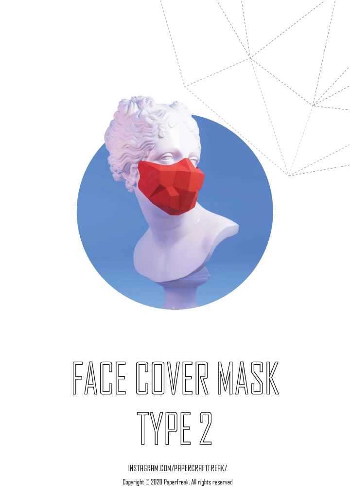 Papercraft 3D Face Cover Mask Type 2 Pattern Halloween Pepakura Carnival Low Poly Paper Diy Festival Party Template Polygonal Masquerade