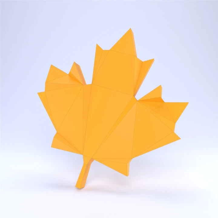 Low Poly Maple Leaf Papercraft Template | DIY 3D Autumn Foliage Sculpture | Fall Seasonal Decor & Nature Craft