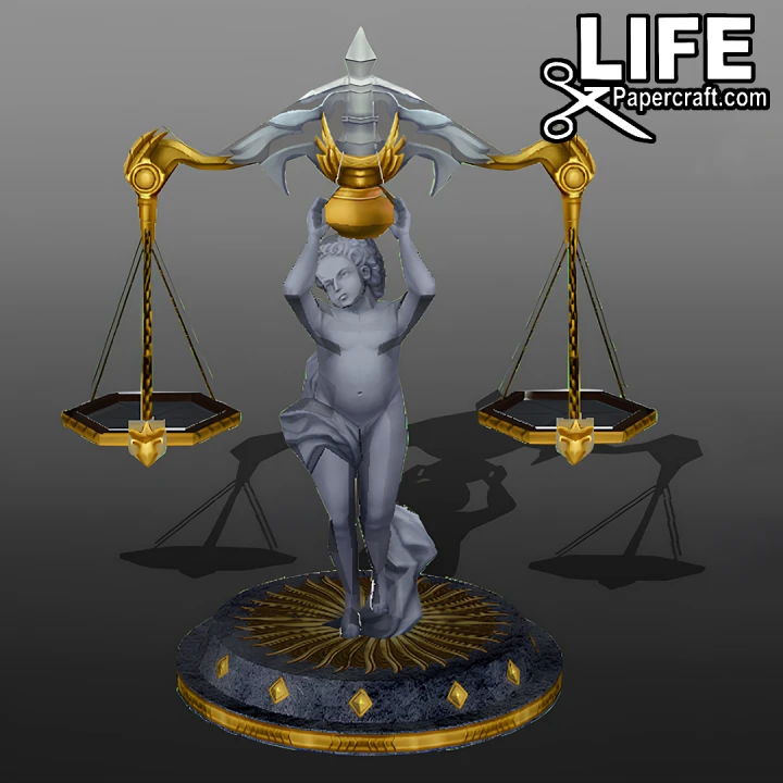 Zodiac Statue Libra (September 23 – October 22) Low Poly Papercraft, DIY 3D Paper Model for Creative Home Decoration