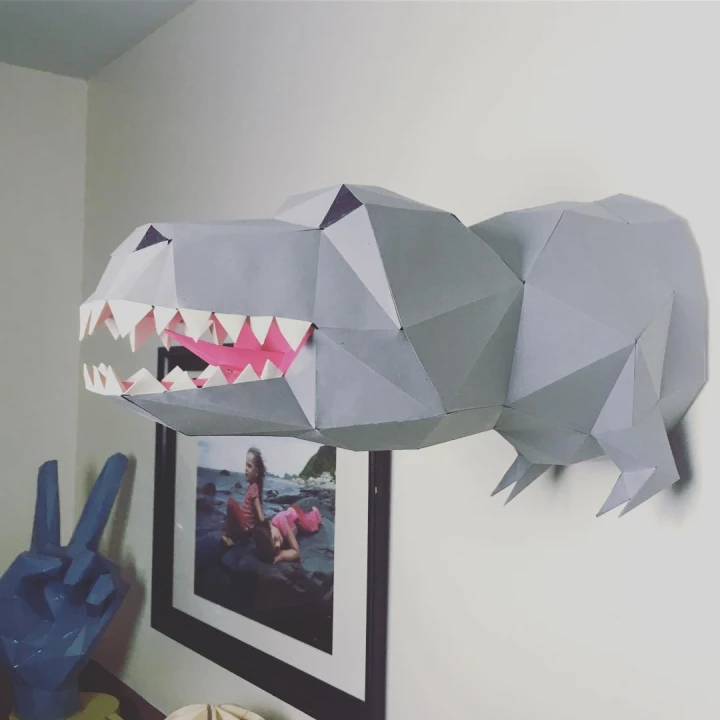 T-Rex 3D papercraft. With purchase you get PDF digital download files for this DIY paper sculpture.