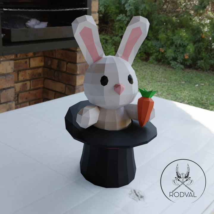 MAGIC BOX RABBIT, Papercraft, Template, DIY, Paper, Low Poly, Cute, Kawaii, 3D Model, Pdf Low Poly, Kids Toy