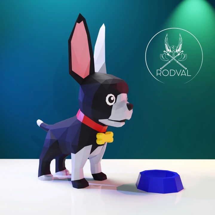 DOGGIE DOG, Papercraft, Template, DIY, Paper, Low Poly, Cute, Kawaii, 3D Model, Pdf Low Poly, Kids Toy