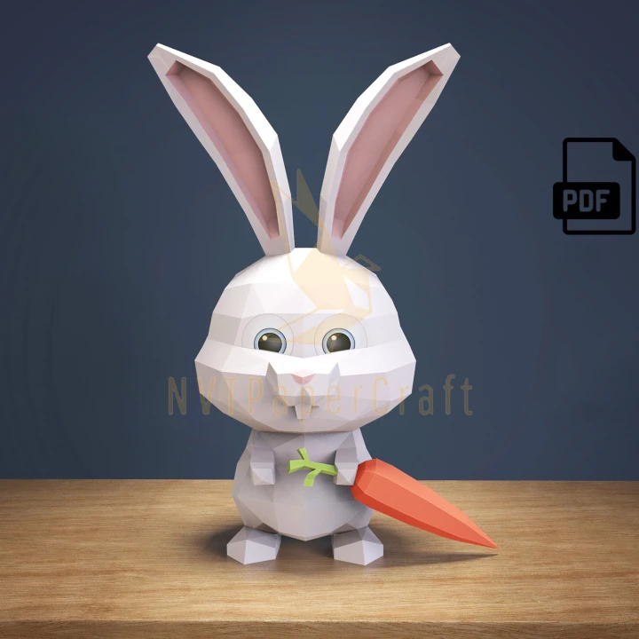 Papercraft Hot Rabbit, Paper Craft Hot Rabbit Model, Hot Rabbit PDF template, 3D Hot Rabbit sculpture, Low poly pattern Hot Rabbit