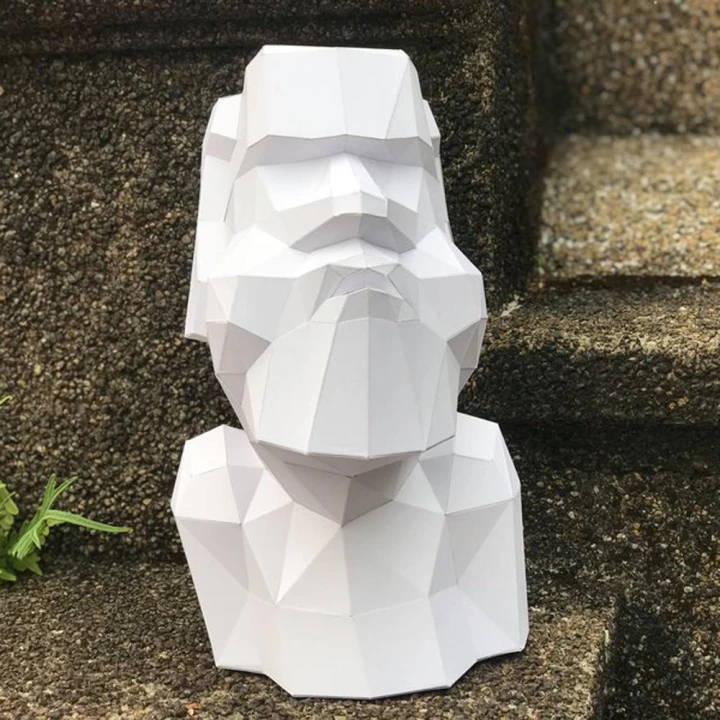 Moai Sen Papercraft Template | Modern 3D Paper Sculpture | DIY Digital Cut File