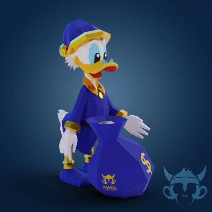 SCROOGE MCDUCK SANTA, Papercraft, Template, DIY, Paper, Low Poly, Cute, Kawaii, 3D Model, Pdf Low Poply, Kids Toy