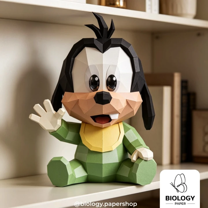 Goofy Dog Baby Low Poly Papercraft Template Pepakura PDF DIY Handmade