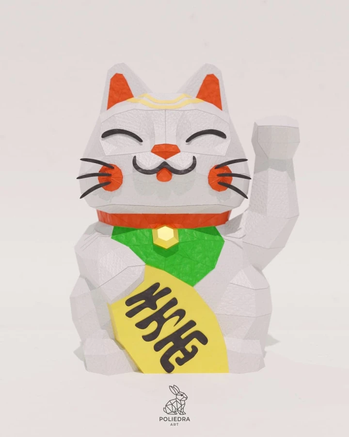 Maneki Neko Low Poly Papercraft