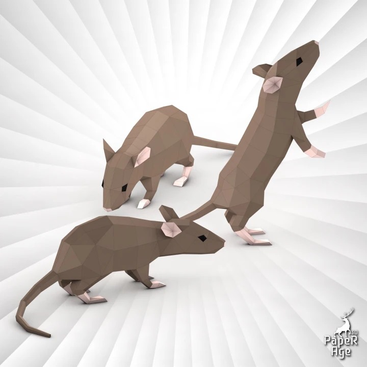 Mouse, Rats, Papercraft, Pepakura, Lowpoly, Low Polygon, 3D Papercraft ...