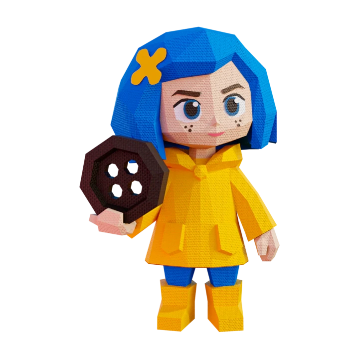 Coraline, Halloween Low Poly Papercraft