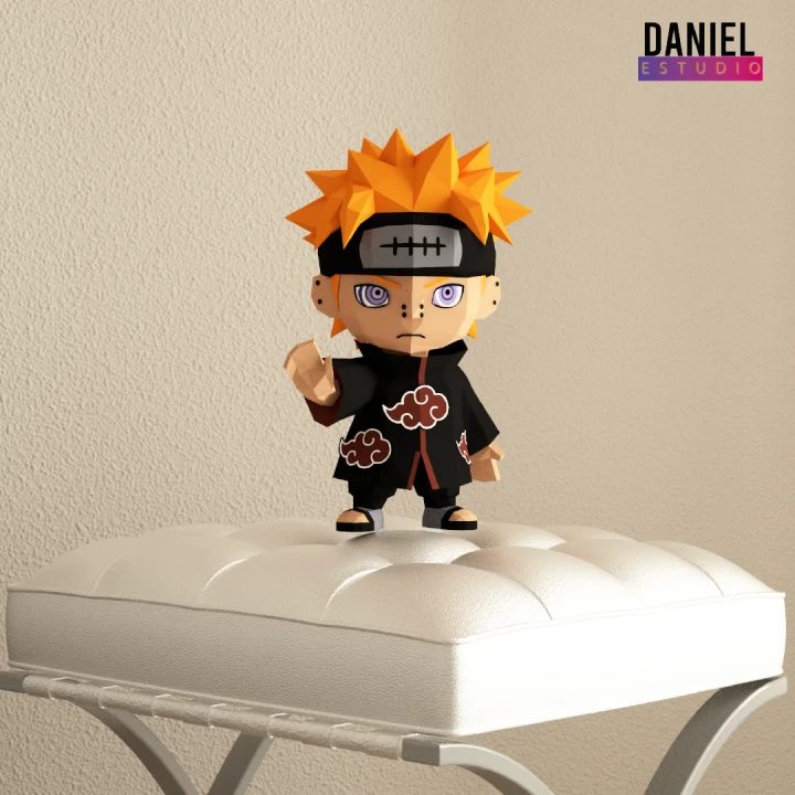 Pain Chibi, Anime Template, DIY 3d Model, FanArt, Paper Sculpture, Low Poly, Pepakura, Craft, Manualidad, Paper Art