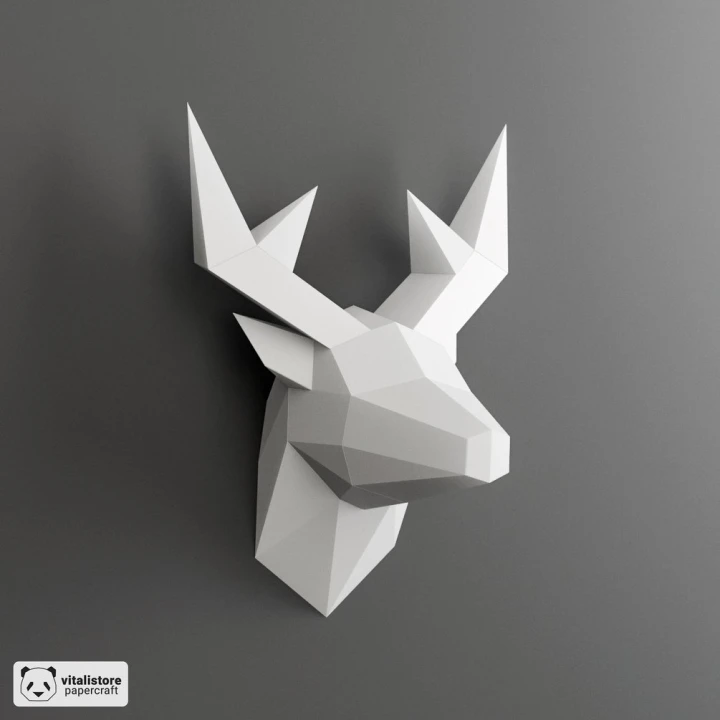 Deer Mini Papercraft, DIY Wall Decor, Low Poly Papercraft