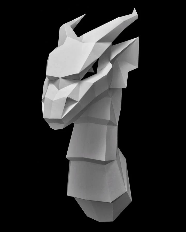 Water Dragon Wall Papercraft Template - Low Poly, Pepakura PDF, DIY Handmade, Home Decoration, Creative Gifts Water Dragon Wall Papercraft Template - Low Poly, Pepakura PDF, DIY Handmade, Home Decoration, Creative Gifts