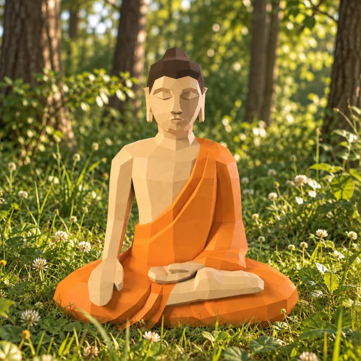 Buddha Papercraft Template, Sitting Buddha 3D Paper Sculpture, Printable PDF, Meditation Decor, Digital Download