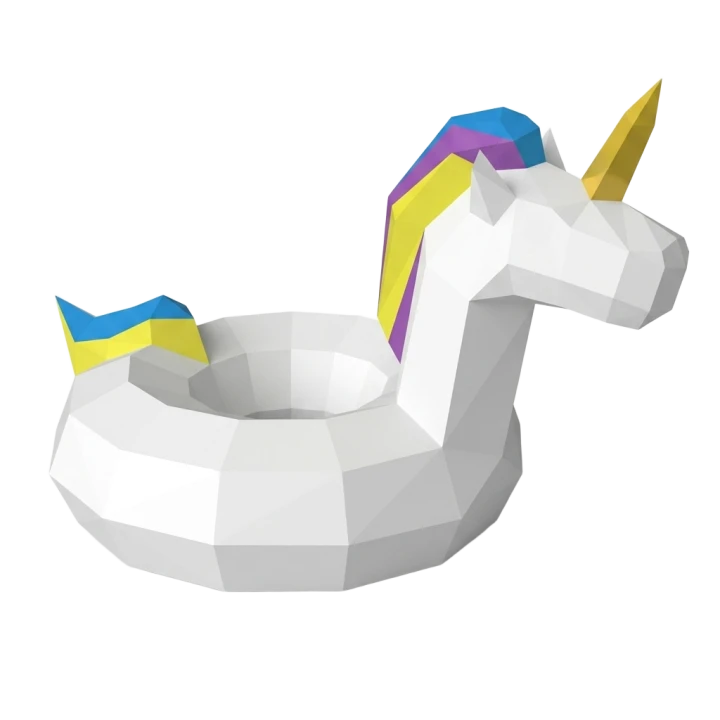 Bouee Licorne Papercraft, Lowpoly Papercraft, Fovea - Papercraft - Nonitt