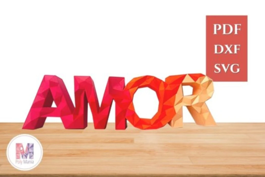Amor Papercraft Template: 3D Low Poly Model (PDF, SVG, DXF)