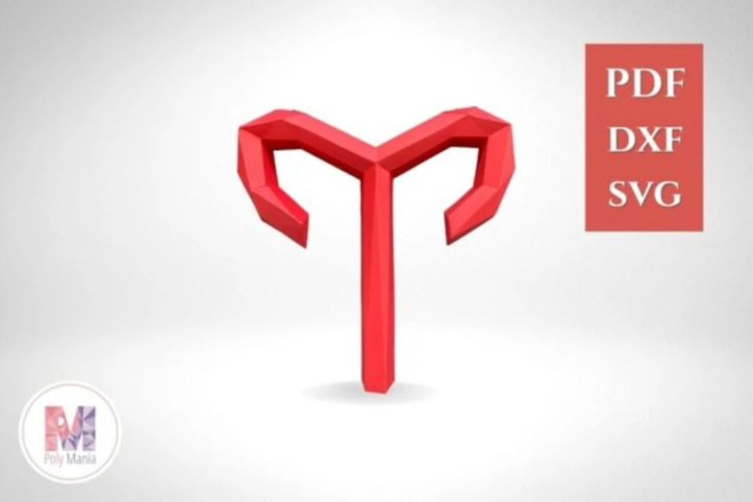 Aries Papercraft Template: 3D Low Poly Model (PDF, SVG, DXF)