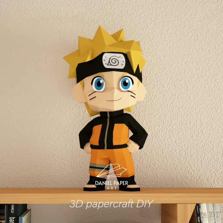 Naruto Chibi, Anime Template, DIY 3d Model, FanArt, Paper Sculpture, Low Poly, Pepakura, Craft, Manualidad, Paper Art