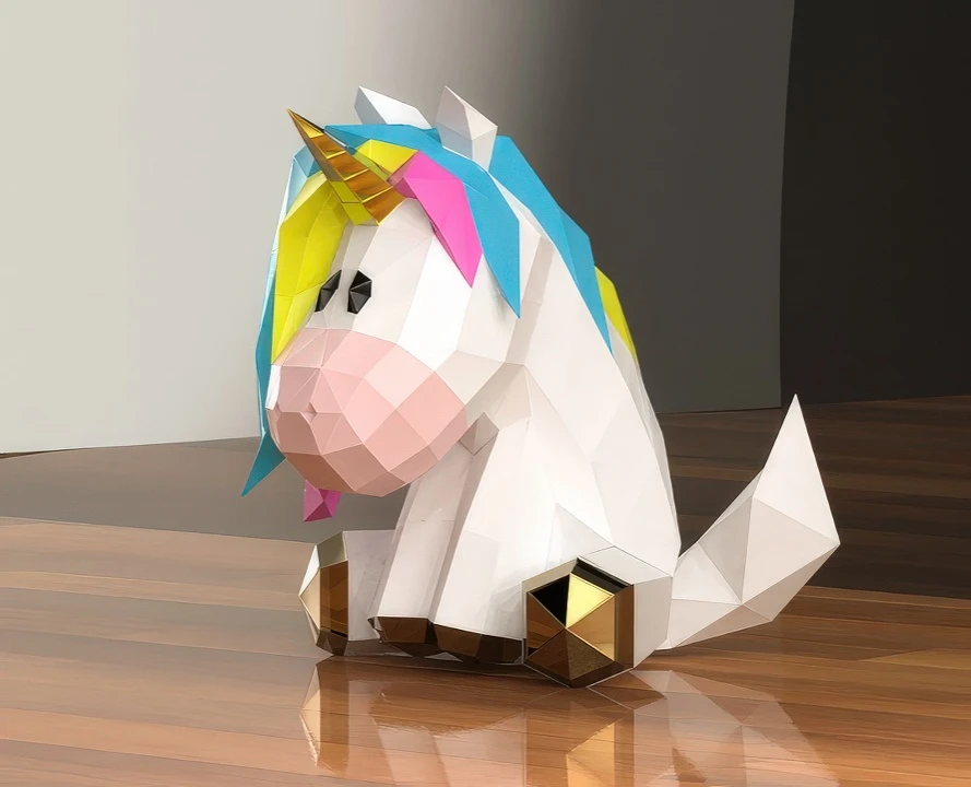 Baby Unicorn Papercraft, Lowpoly, Low poly Papercraft