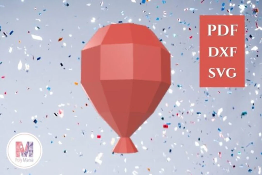 Low Poly Balloon Papercraft Template: DIY Party Decor (Digital Download SVG Pdf DXF)