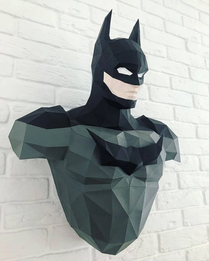 Batman Papercraft Hero, Paper Sculpture, Low Poly PDF Template, DIY Decor & Gift