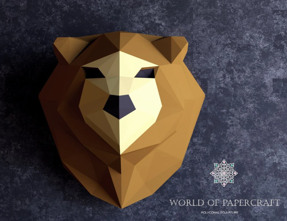 Bear Totem Low Poly Papercraft, Paper Sculpture, Low Poly PDF Template, DIY Decor & Gift