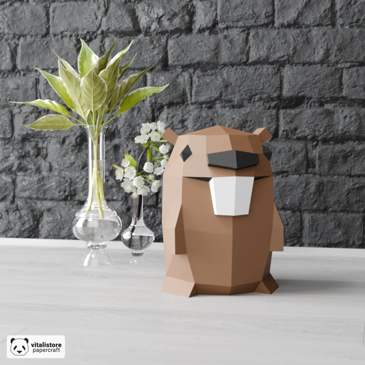 Beaver Papercraft, 3D Paper Sculpture, Low Poly Papercraft