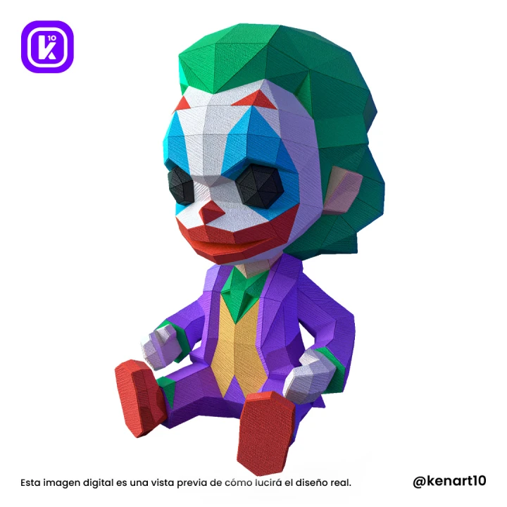 Baby Joker Siting, DC Universe Papercraft Low Poly 3d DIY Kenart10