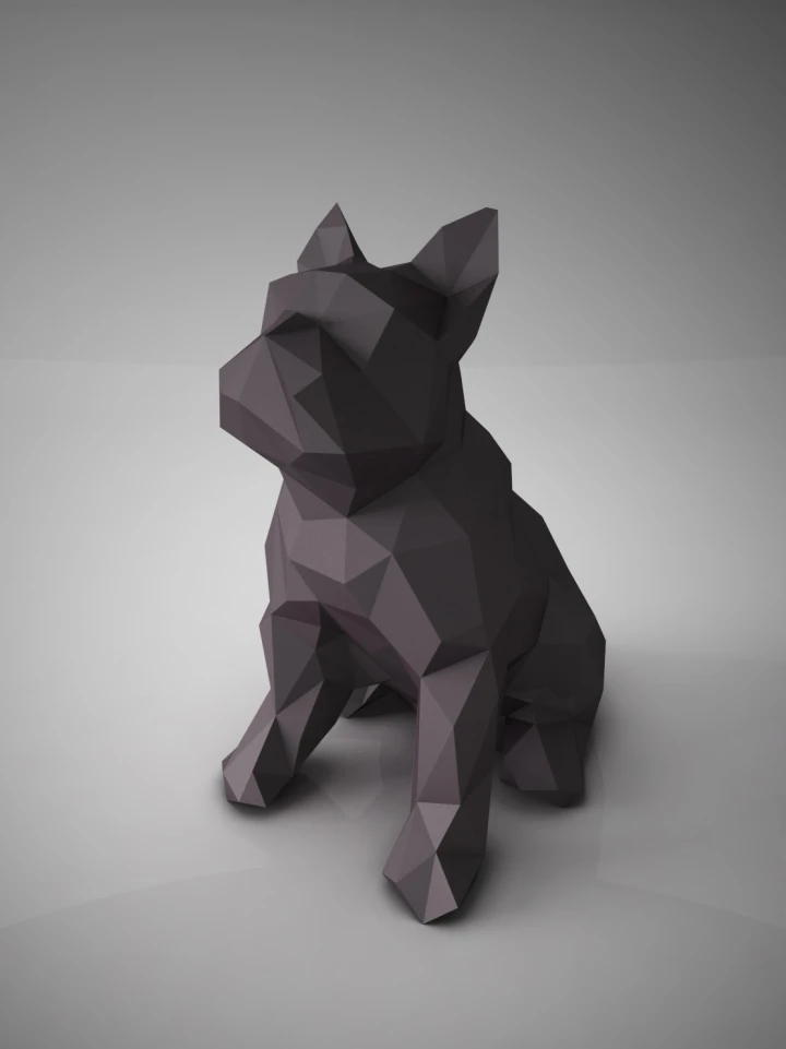 Bulldog 3D Decor Low poly Papercraft, DIY, PDF