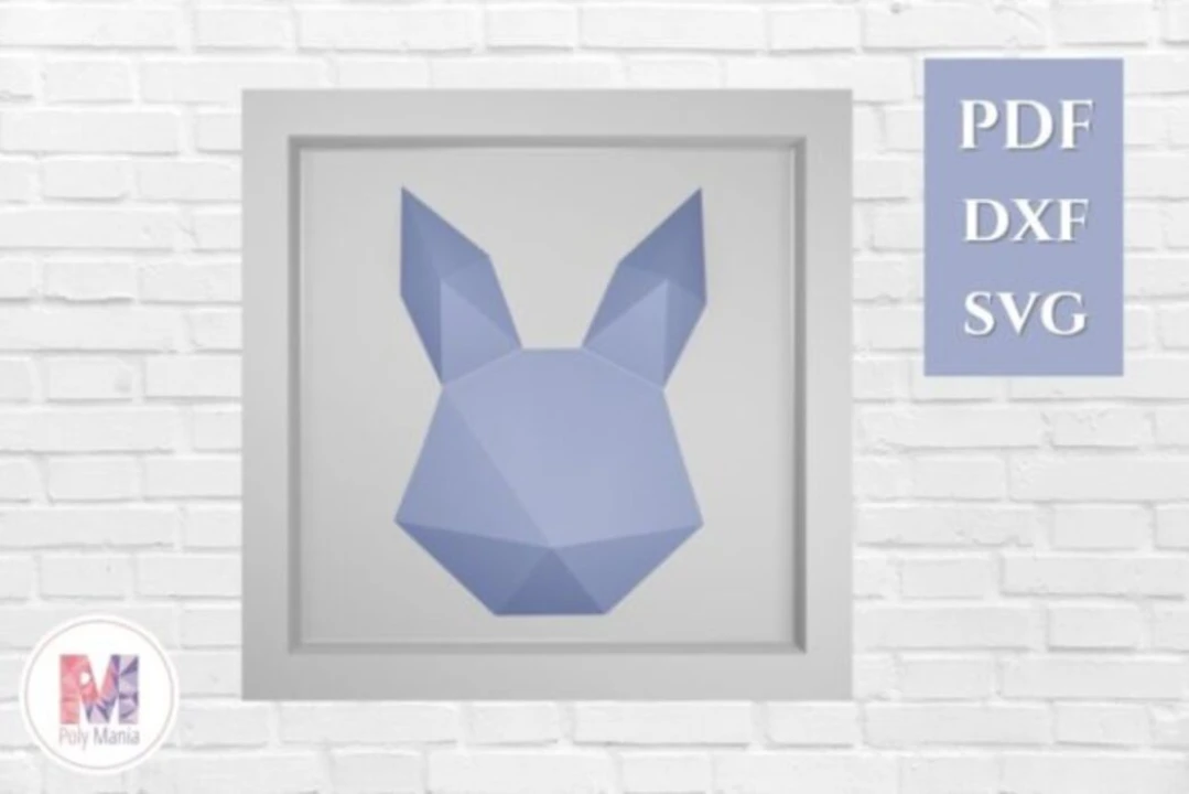 Bunny Frame Papercraft Template: 3D Low Poly Model (PDF, SVG, DXF)