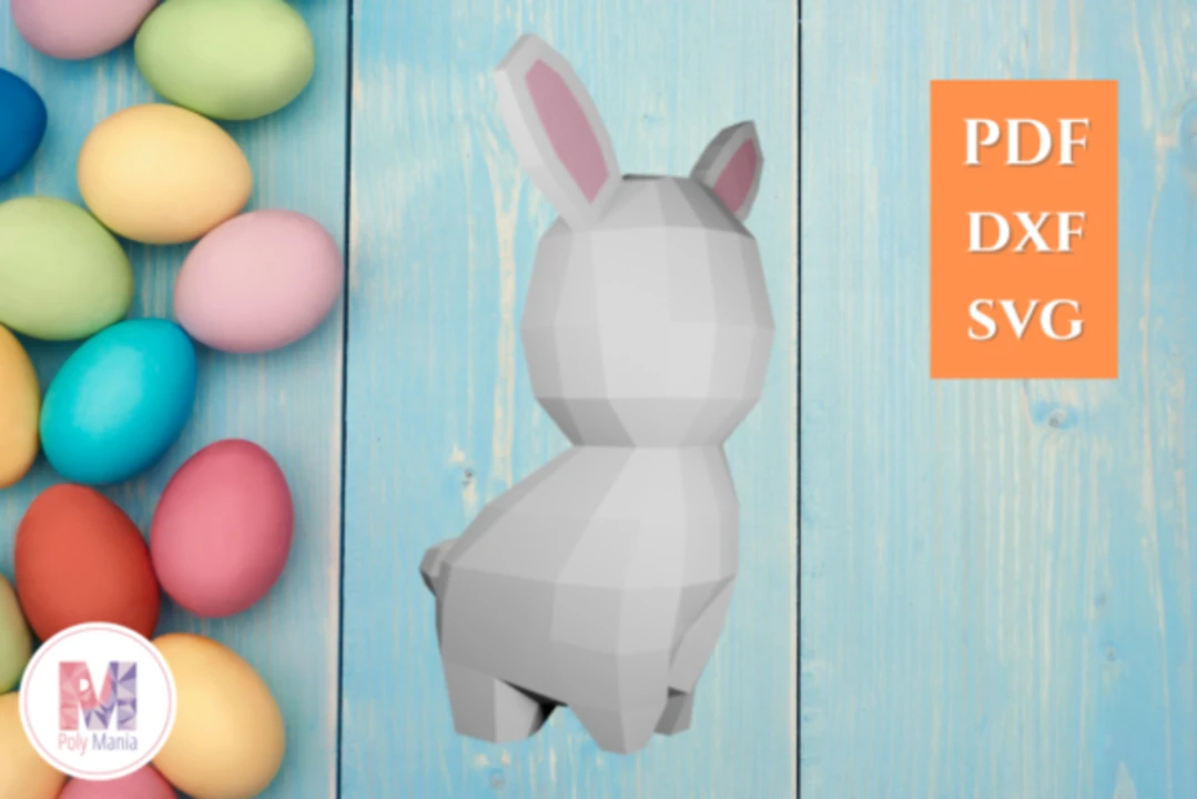 Bunny Papercraft Template: 3D Low Poly Model (PDF, SVG, DXF)