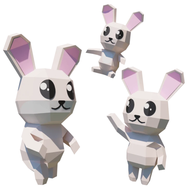 Bunny (Bidou Patate) Papercraft, Lowpoly Papercraft, Fovea - Papercraft - Nonitt