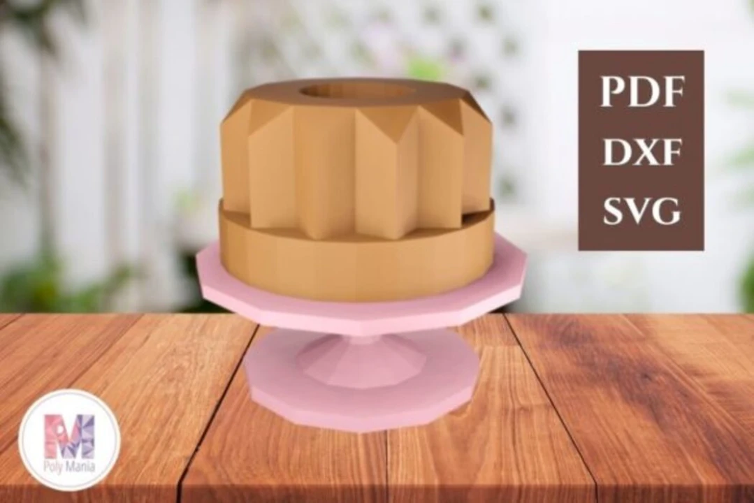 3D Birthday Cake Papercraft Template – Low Poly DIY Decor (Digital Download)