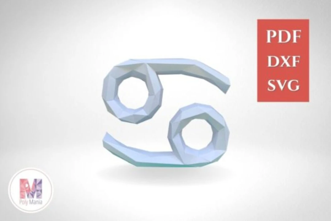 Cancer Papercraft Template: 3D Low Poly Model (PDF, SVG, DXF)