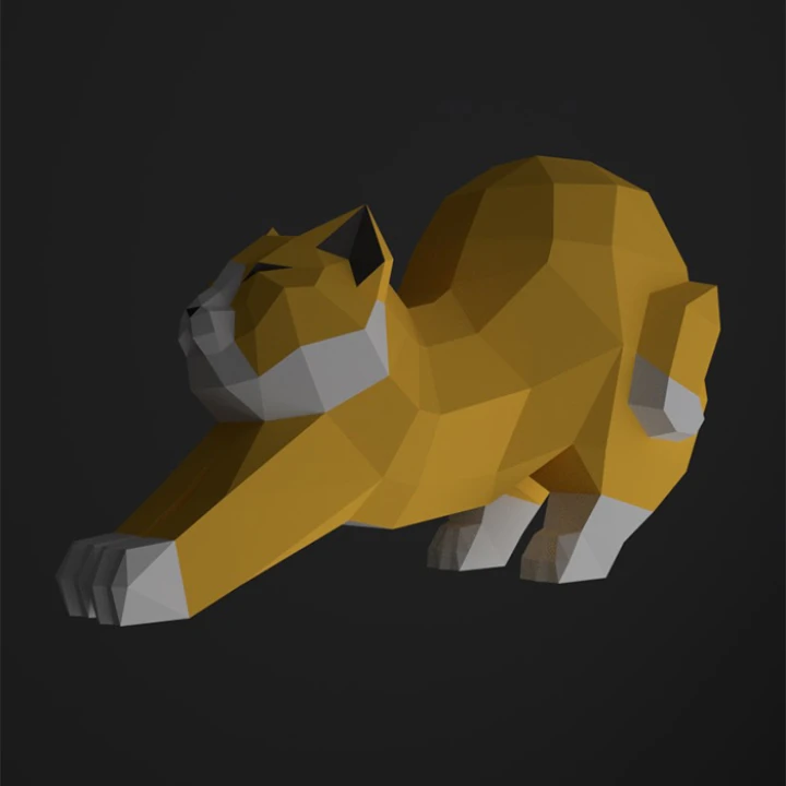 Cat Stretch Papercraft Template - Low Poly, Pepakura PDF, DIY Handmade, Home Decoration, Creative Gifts Cat Stretch Papercraft Template - Low Poly, Pepakura PDF, DIY Handmade, Home Decoration, Creative Gifts