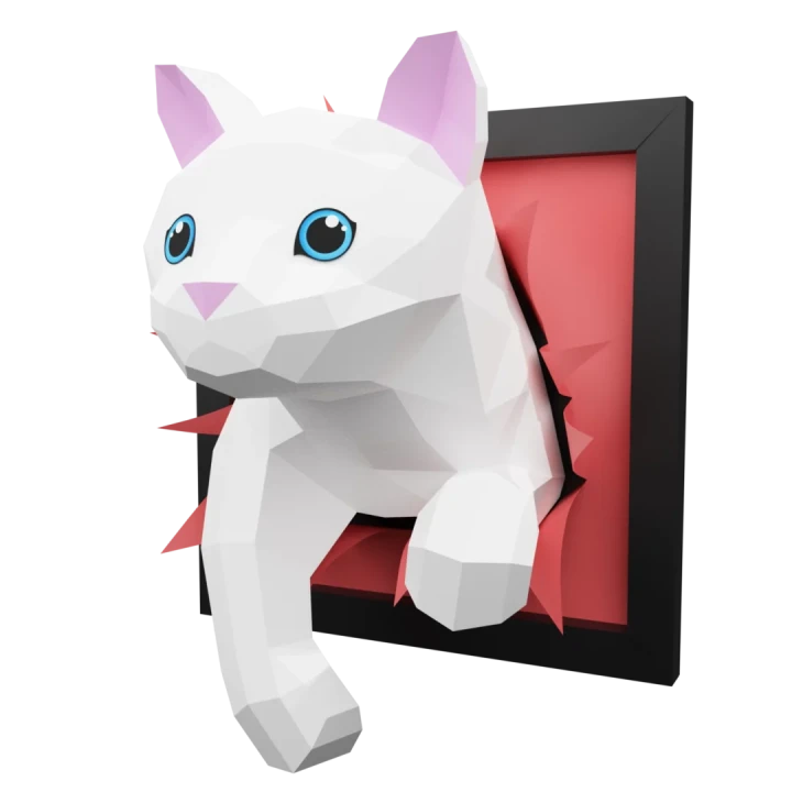 Cat 3d paper craft PDF, DIY papercraft cat model template,origami cat,cat low poly