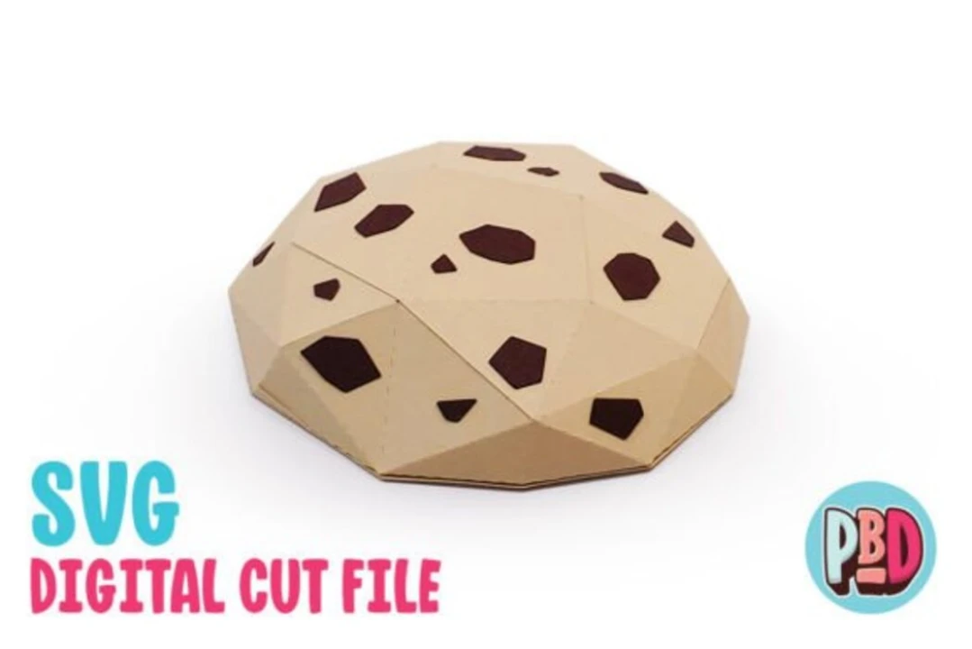 Chocolate Chip Cookie 3D Papercraft SVG